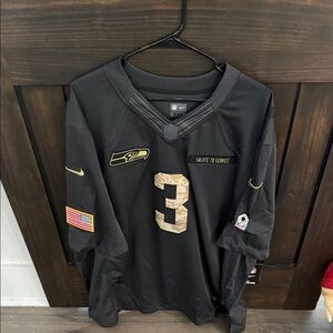 Seattle Seahawks Russell Nike Salute to Service NFL Black and Gray Jersey